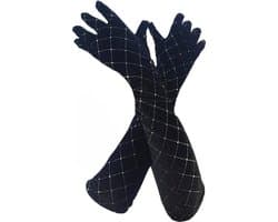 BamBella® - Sexy Handschoenen Lang Zwart glitter - dames