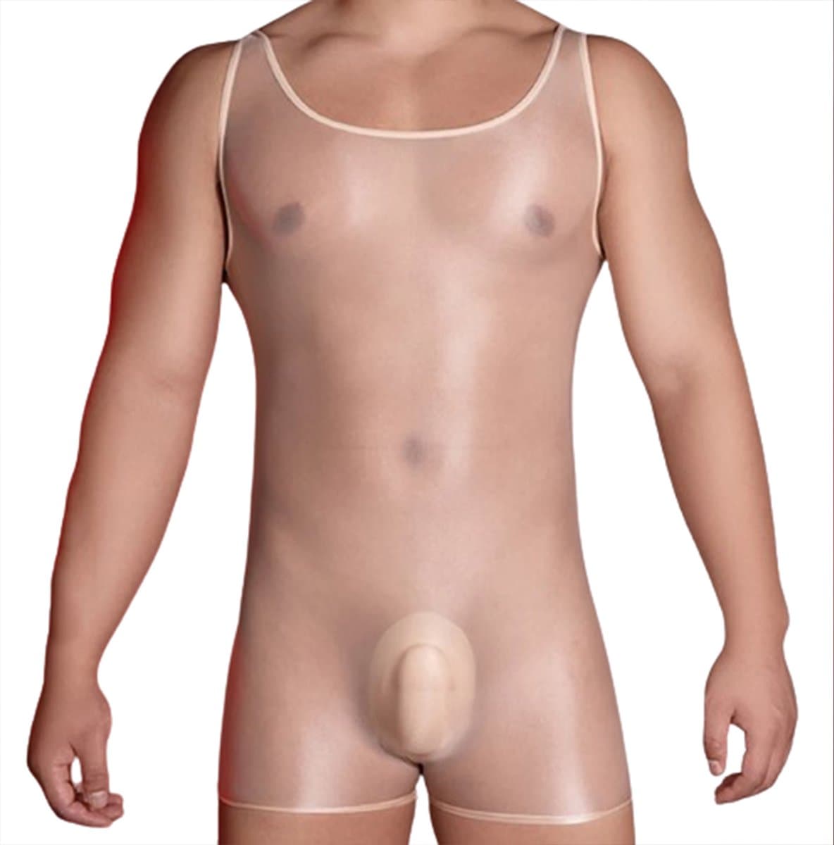 Ultra dunne transparante heren jumpsuit - Elastisch - Verleidelijke erotische kleding - Mannen bodysuit - One size - Glanzend - Doorzichtig - Korte suit — afbeelding 1