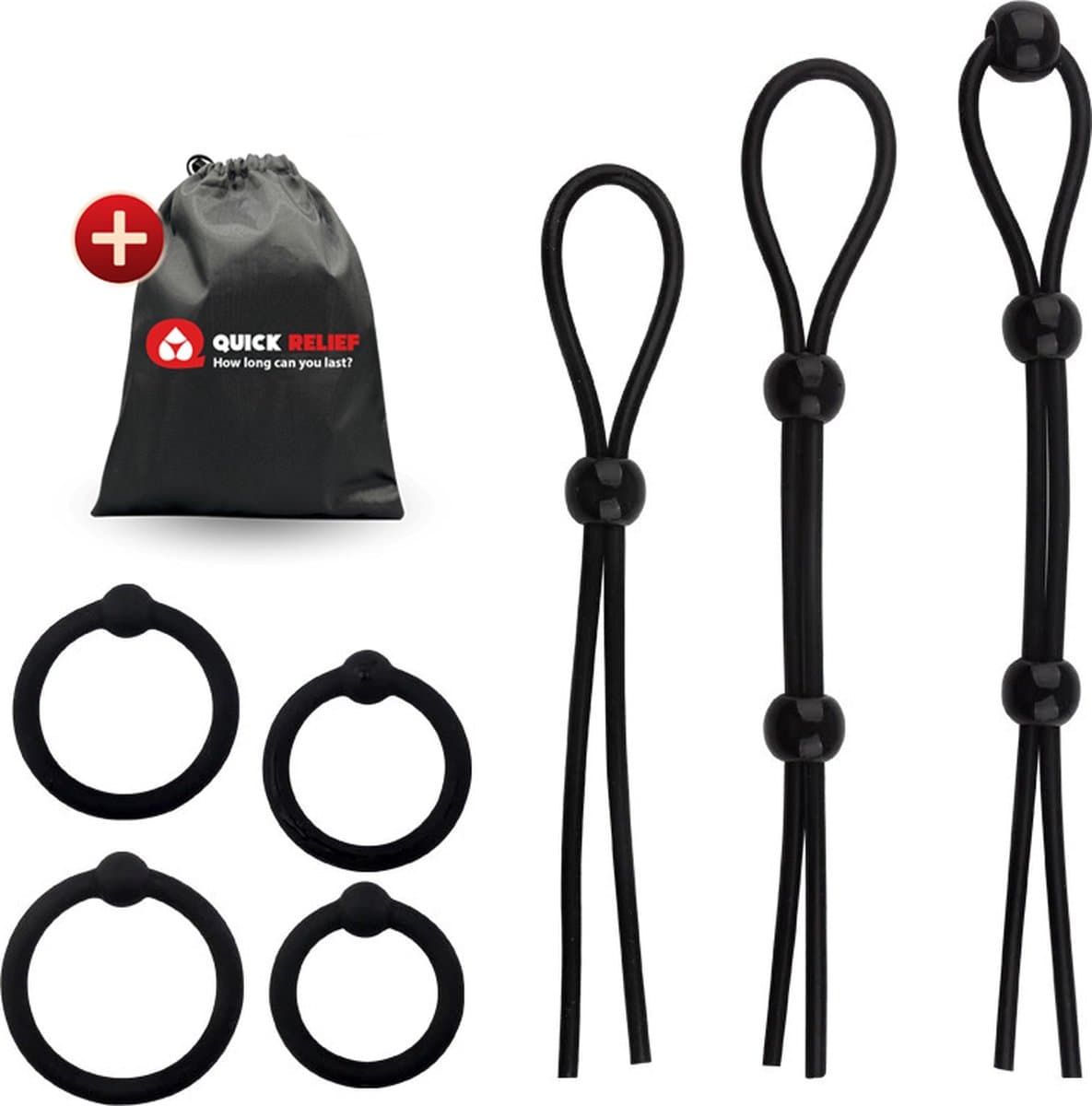 Quick Relief Rope Bondage™ - Cockring - Set van 7 - Penis ring - Cockring voor Mannen - Penisring voor Mannen en Koppels – Ballstretcher - Seks Toys – Seksspeeltjes – Verstelbaar - Eikelring — afbeelding 1