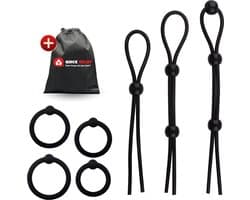 Quick Relief Rope Bondage™ - Cockring - Set van 7 - Penis ring - Cockring voor Mannen - Penisring voor Mannen en Koppels – Ballstretcher - Seks Toys – Seksspeeltjes – Verstelbaar - Eikelring