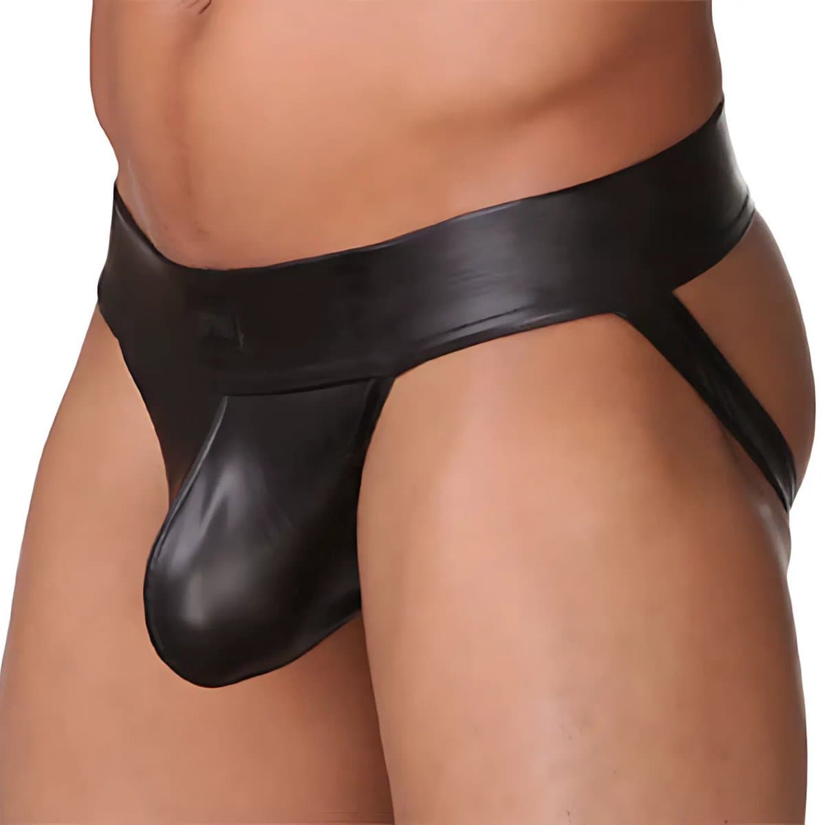 Heren Latex Look String – Open Achterkant Design – Sexy Ondergoed voor Mannen – Erotisch Lingerie - Maat M — afbeelding 1