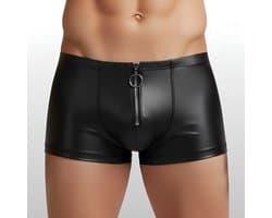 Heren BDSM Boxershort met Ritssluiting Zwart - PU Leder - Sexy Herenondergoed - Maat L | LS313