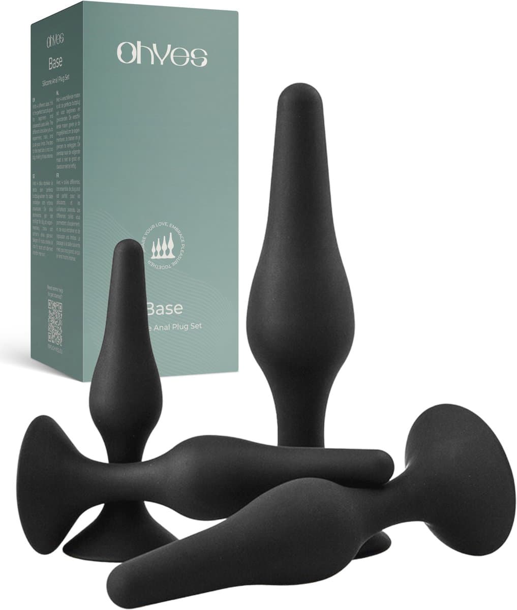 Buttplug Set - 4 delige Siliconen Buttplugs Set voor Mannen en Vrouwen - Anal Plug Zwart Siliconen — afbeelding 1