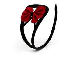 Nooitmeersaai - Strapless C-string met rode strik - Polyester/Elastaan - Zwart/rood - One-size