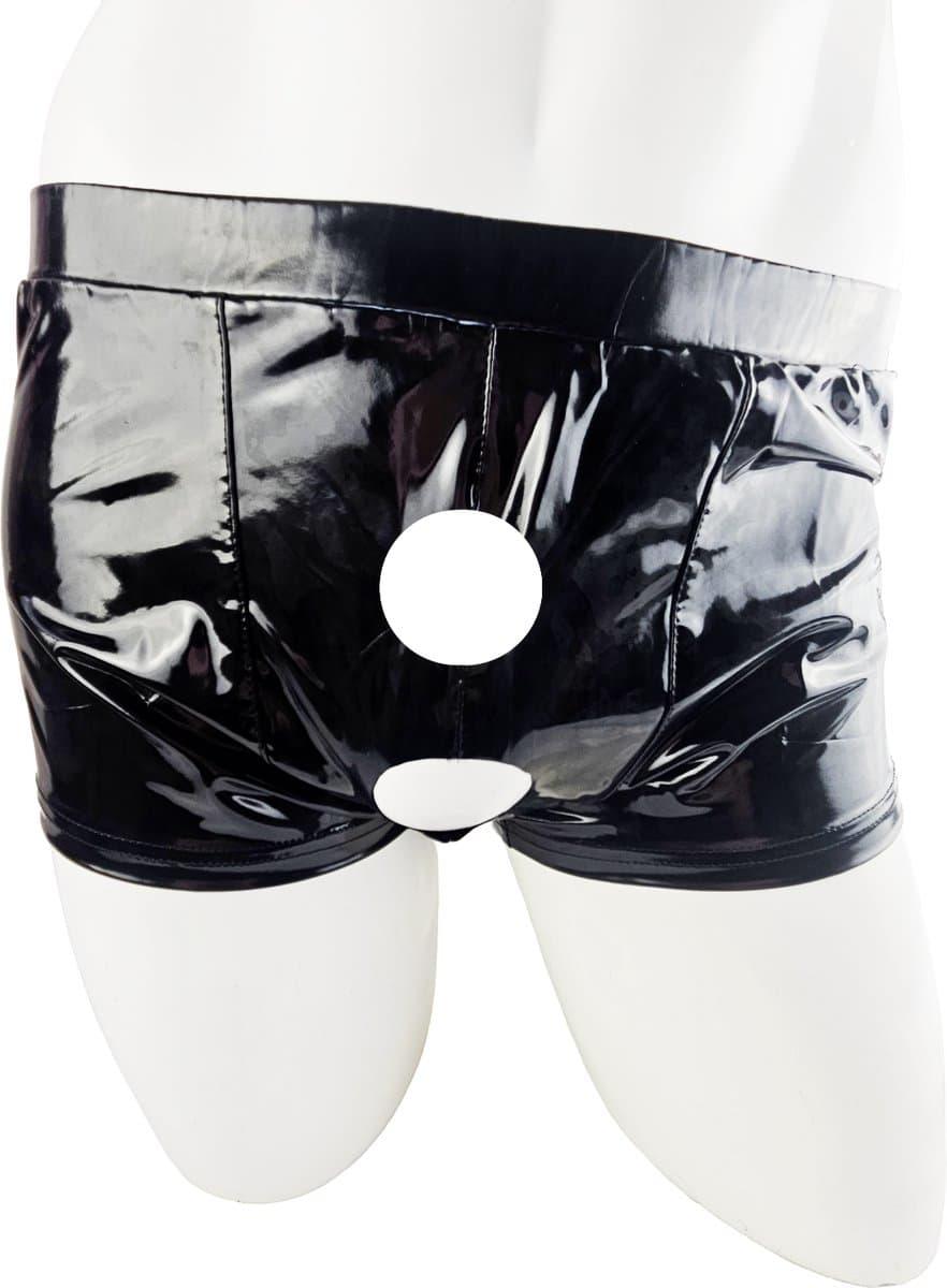 BamBella ® - Boxer short - Maat L/XL - Datex Zwart (Latex en stof SM kleding BDSM erotische heren kleding ondergoed lingerie onderbroek zwart — afbeelding 1