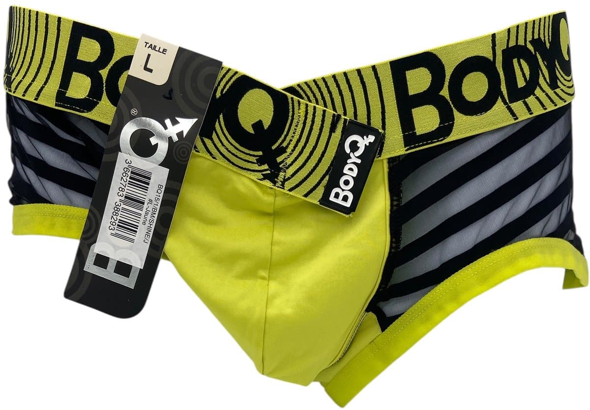 BodyQ Sexy Heren Boxershort – Geel met Net Zwart – Erotische Herenlingerie – Maat L — afbeelding 1