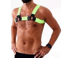 Kiotos - Elastisch Borstharnas - Tuigje - Riemenbody - Neon - Maat L/XL