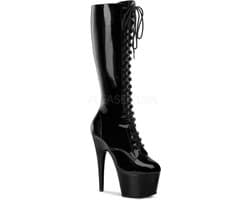 Pleaser - ADORE-2023 Plateau Laarzen - Paaldans schoenen - 38 Shoes - Zwart