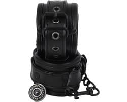 Banoch | handboeien van pu leer gevoerd | zwart | bondage