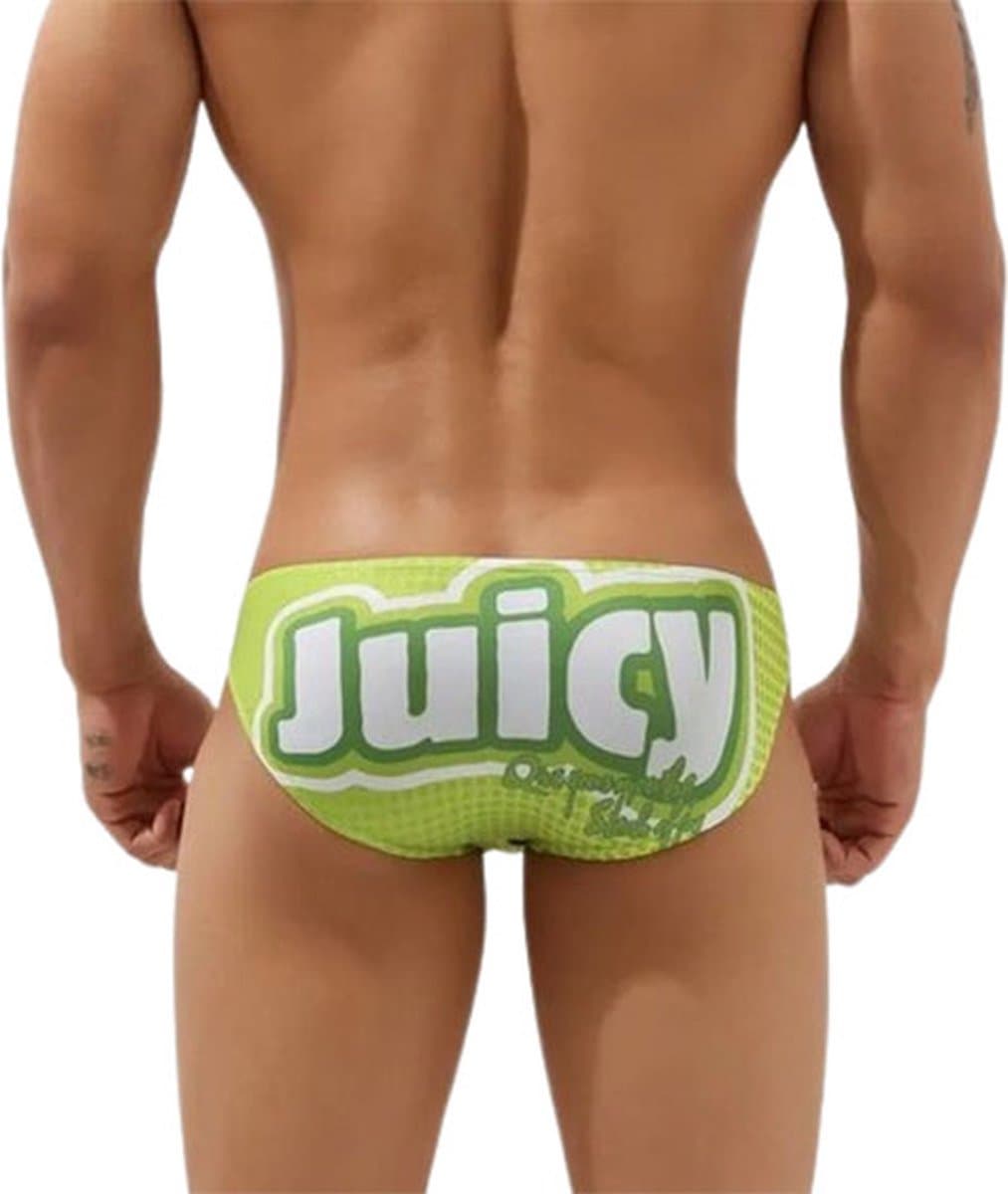 Erotische heren slip - Juicy - Groen - Micro string - Leuke tekst — afbeelding 1