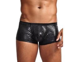 Zwarte Heren Boxershort met Slangenprint – Sexy Stretch Boxer met Korte Pijpen - Maat XL