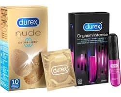 Durex - 20 Condooms - Nude Extra Lube 10st - Orgasm Intense Stimulerende Gel 10st