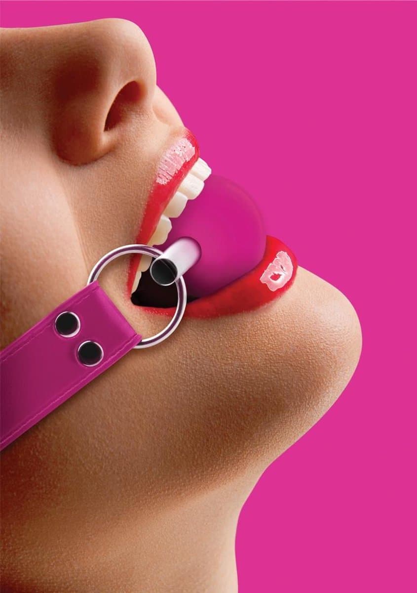 Ouch! – Solide Rubberen Ball Gag Knevel met Verstelbare Riem voor Mond Vulling – Roze — afbeelding 1