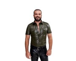 Mister b sheep leather police shirt green large