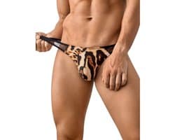 Sexy Luipaardstring voor Heren - Mesh Doorschijnende Tailleband - Verleidelijk Ondergoed - M | LekkerStout | ( LS306 )