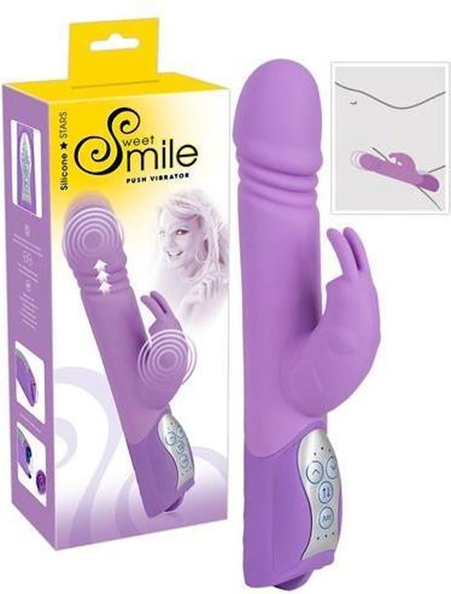 Sweet Smile – Konijn Vibrator met Stimulatie Groeven en Trillende Kop voor Wellustige Momenten – Paars — afbeelding 1