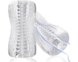 Daity Masturbator voor Mannen - Pocket Pussy & Masturbatiehuls, 3D Realistische Textuur, TPE Stroker met Spiraal Tunnel, Penis Trainer, Herbruikbaar Seksspeeltje voor Volwassenen (Transparant)