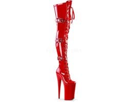 Pleaser - BEYOND-3028 Plateau Overknee Laarzen - Paaldans schoenen - 40 Shoes - Rood