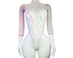 BamBella® - lingerie jumpsuit - Onesize - Erotische sexy nacht pakje doorzichtig kant - Super Stretch