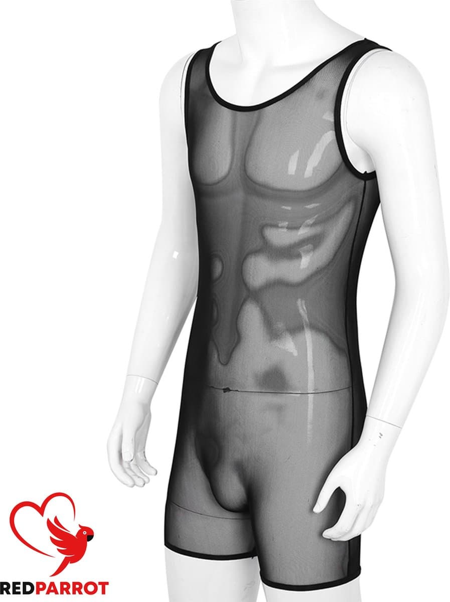 Erotische heren jumpsuit - Transparant - Elastisch - Mouwloos - Bodysuit — afbeelding 1