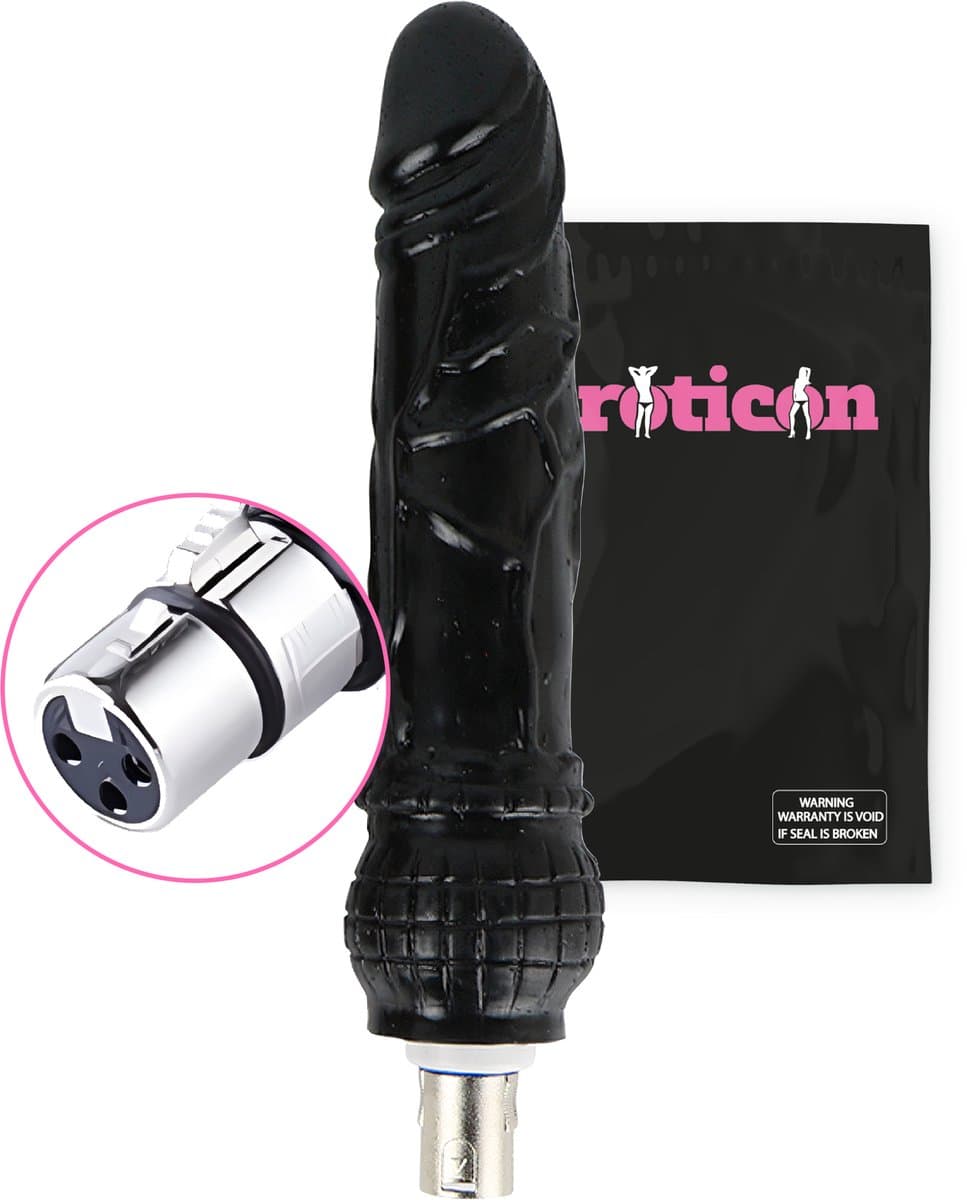 Eroticon Dildo - Zwart - Voor Vagina & Anus - 20 CM inbreng - Opzetstuk voor Sexmachine - Accessoire - 3XLR opzetstuk — afbeelding 1