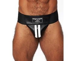 Mister b leather premium jockstrap black/white xl