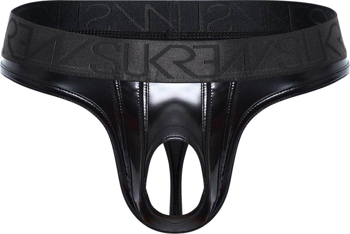 SUKREW Wet Look U-Style Classic Thong - MAAT XL - Erotisch Heren Ondergoed - String voor Man - Sexy mannen String — afbeelding 1