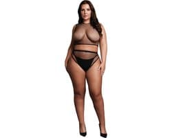 2 Pc Crop Top - Pantie and Fishnet Structure - OSX - Black