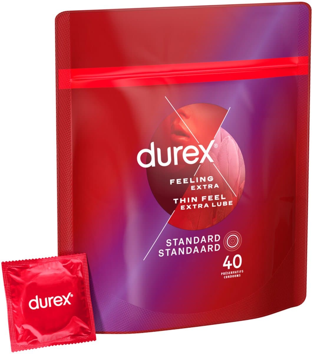 Durex Condooms Thin Feel met Extra Glijmiddel - 2 x 40 stuks - Voordeelverpakking — afbeelding 1