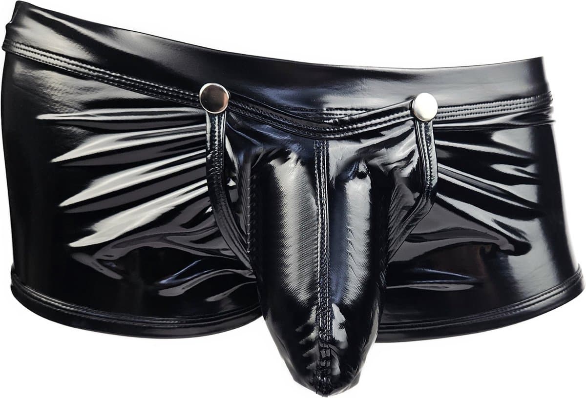 BamBella ® - Boxer short Maat L Datex Zwart (Latex en stof SM kleding BDSM kruisloos erotische heren kleding — afbeelding 1