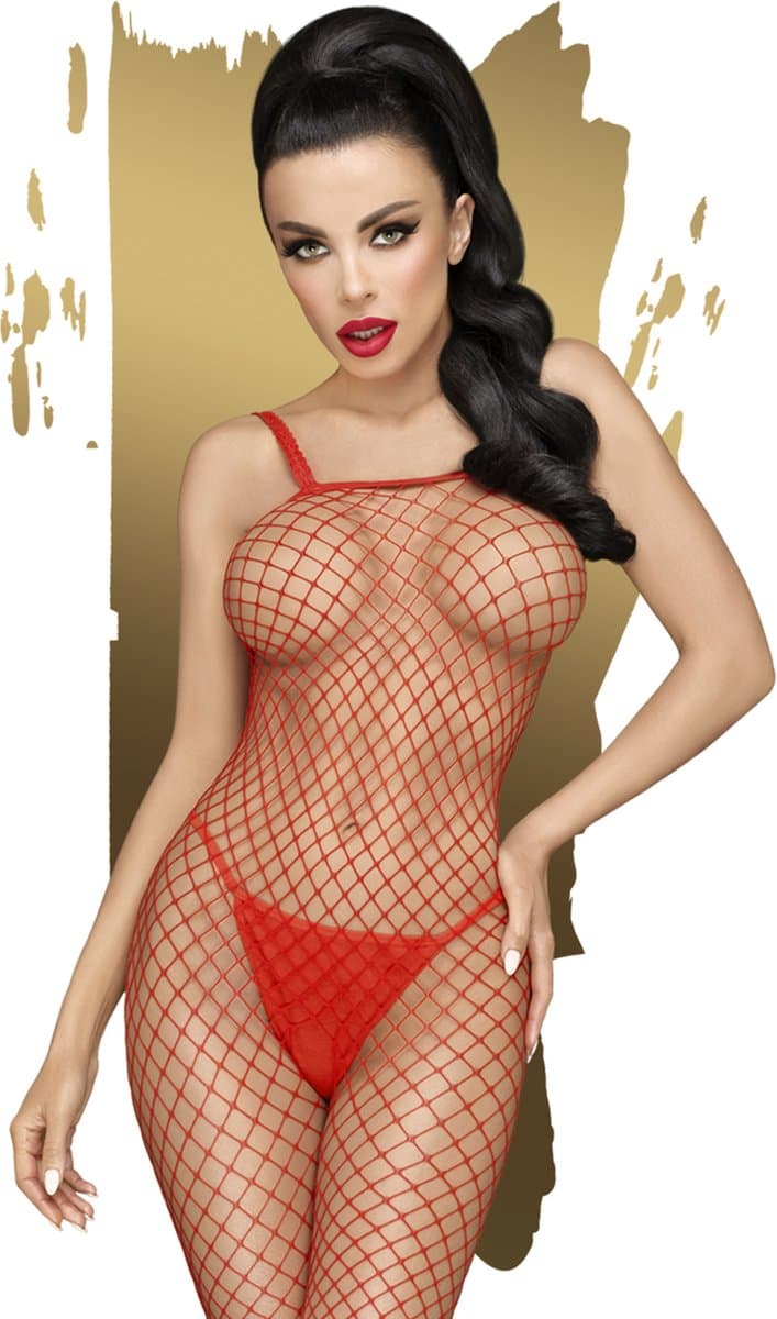 Penthouse Lingerie Body Search - Erotische Catsuit - Maat XL - Rood — afbeelding 1