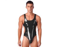 Porno jumpsuit heren - String - Latex look - BDSM - Erotische kleding - Hemd