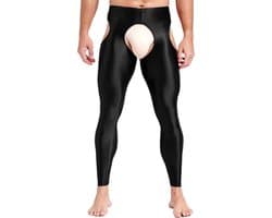 Heren Glanzende Legging met Open Kruis - Lingerie - Broek
