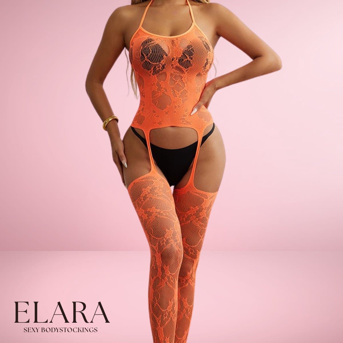 Elara - Calindra - Bodystocking Erotische Lingerie met Open Kruis - Catsuit - S t/m XL - Sexy Dames Lingerie - Mint — afbeelding 1
