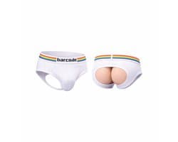 Barcode Berlin Backless Brief Pride White - MAAT L - Erotisch Heren Ondergoed - Slip voor Man - Sexy mannen Slip