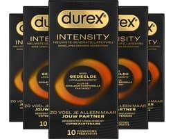 Durex Intensity Condooms - Nieuwste generatie ultradunne, latexvrije condooms voor mannen – Gedeelde lichaamswarmte - 5 x 10 stuks - Voordeelverpakking
