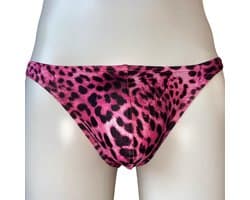 LekkerStout Roze Luipaard String voor Heren - Zachte Tanga - Rekbaar Mannen Ondergoed - Maat XL | ( LS190 )