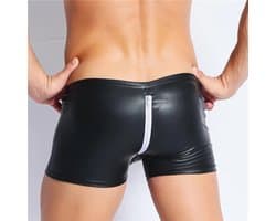 Boxer-Heren-Zwart-Rits Sexy-Mannen-Erotisch-Opwindend-Goedkoop-latex