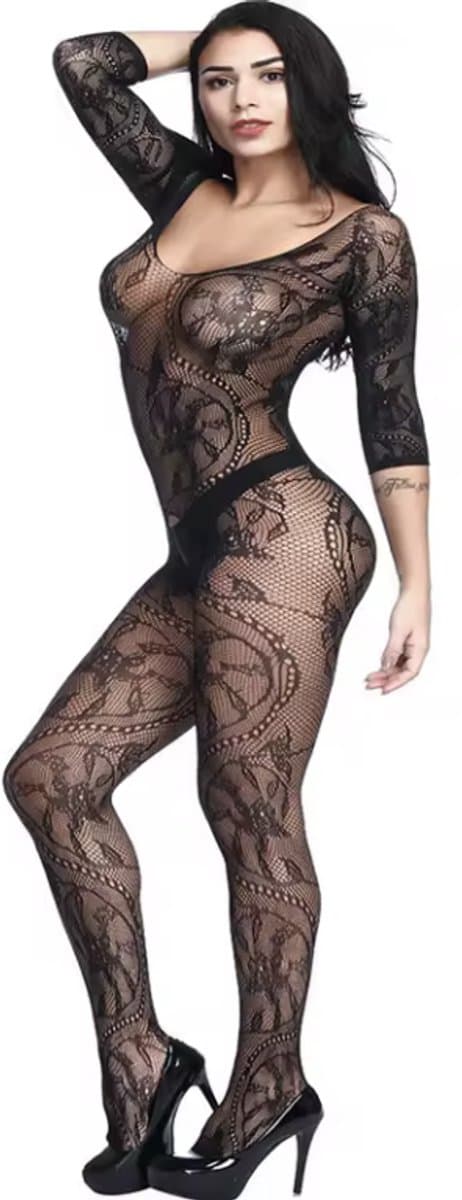 CHPN - Sexy bodysuit van kant - Kanten bodysuit - Sexpakje - Met open kruis - Peek-a-boo lingerie - Sexy Lingerie Set - One Size - Sexy Body - Zwart - Lace — afbeelding 1