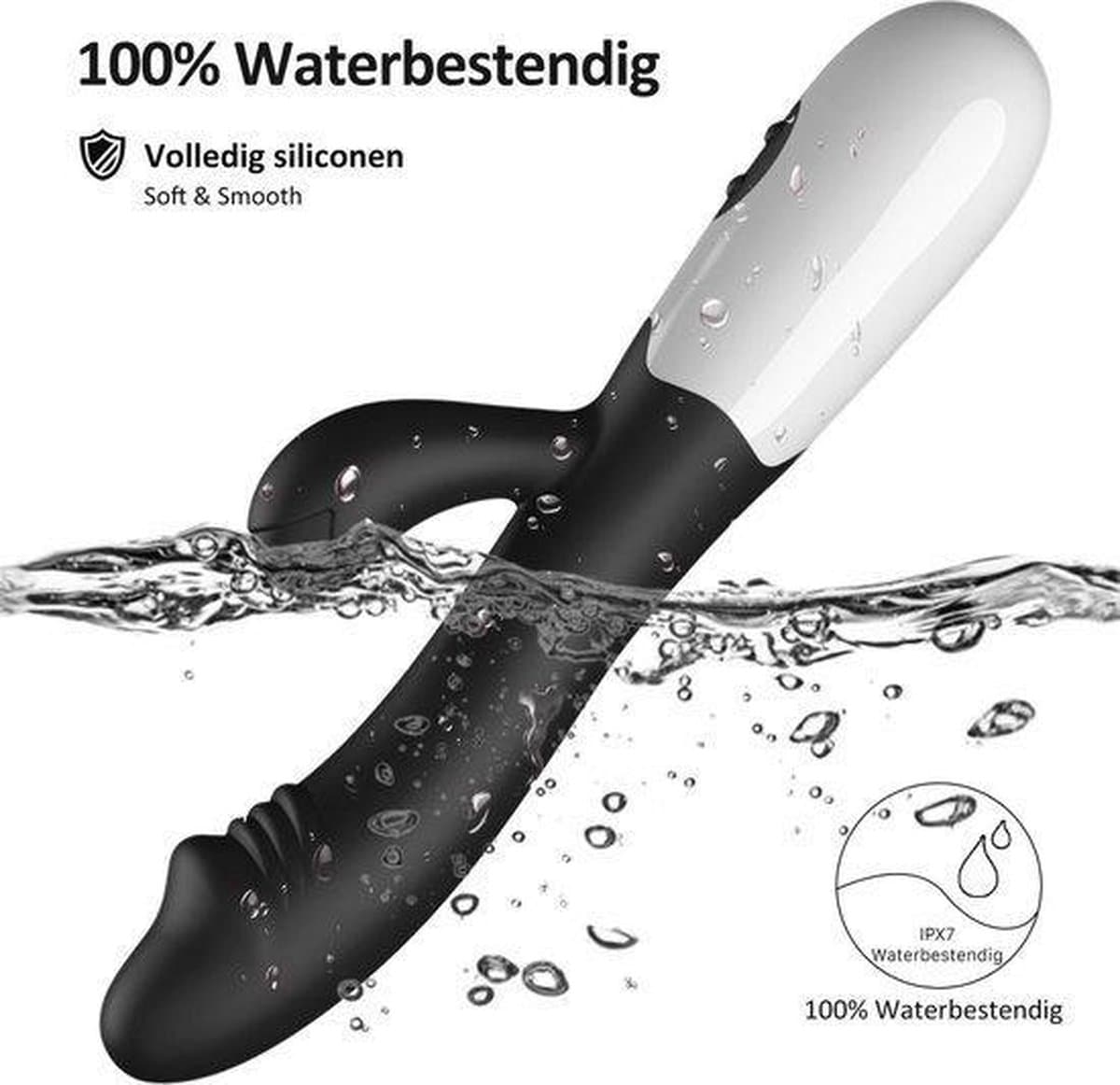 Erodit® Tarzan dildo vibrator -Bunny Vibrator-Geribbelde eikel stimulatie clitoris- g-spot - Anaal vibrators voor mannen- vibrators voor vrouwen -Zwart, 19,5 cm- incl batterij- Sex toys- Erotiek- Seksspeeltjes voor koppels — afbeelding 1