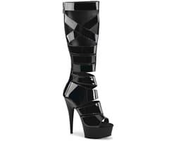 EU 36 = US 6 | DELIGHT-600-49 | 6 Heel, 1 3/4 PF Knee High Gladiator Boot, Back Zip