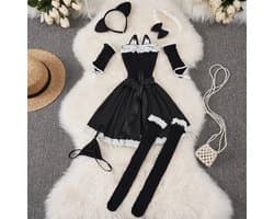 LekkerStout Lolita Kostuum - 6-Delig Incl. Accessoires - Cosplay - Sexy Lingerie ( LS028 )