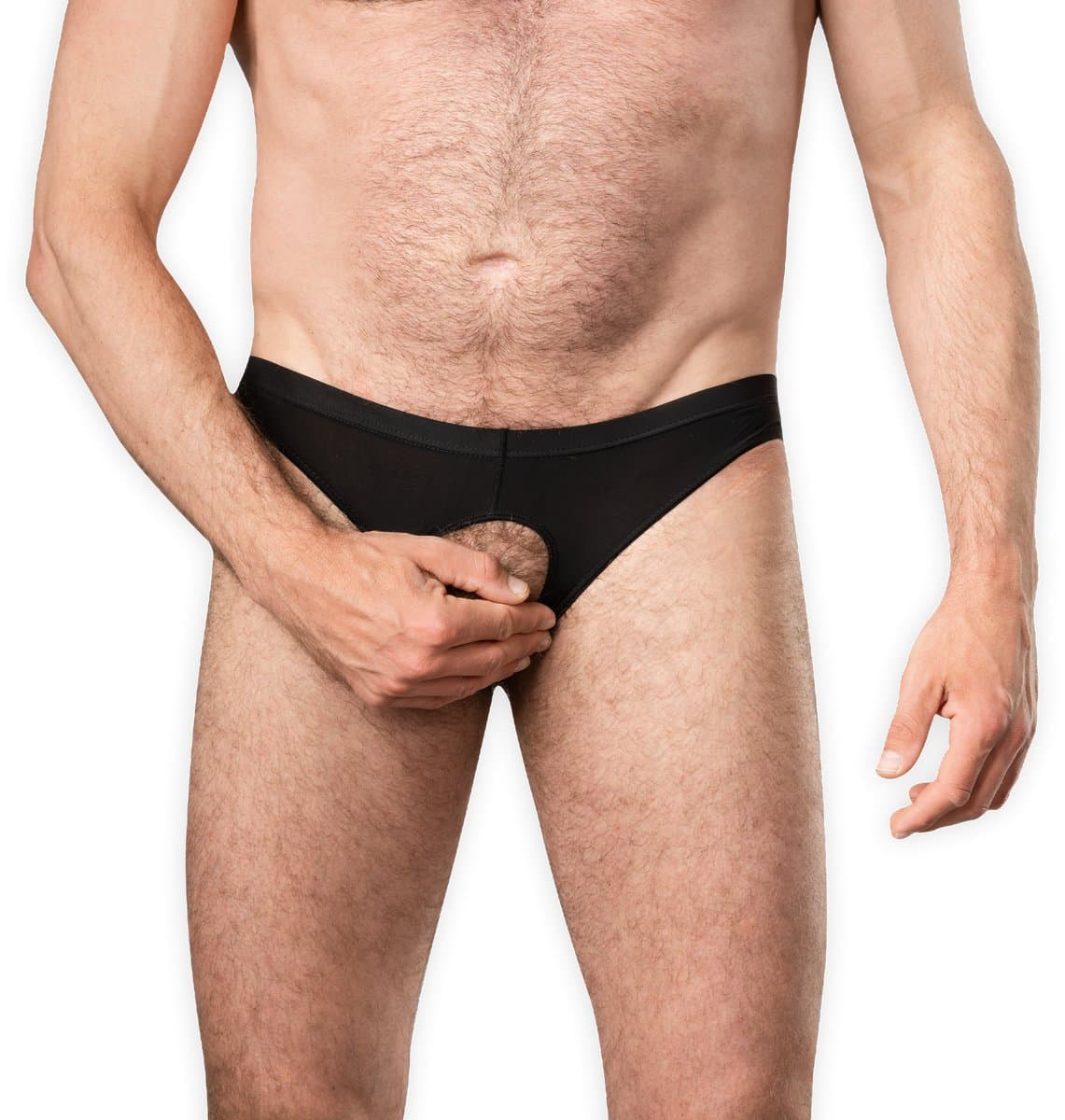 Amorable - Herenslip met Open Kruis - One Size - Zwart — afbeelding 1
