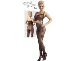 Mandy Mystery Lingerie – Catsuit met Veter Ontwerp Licht transparant en Open Kruis – Maat S/M - Zwart