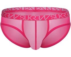 SUKREW Sheer Low-rise Brief Elect Pink - MAAT XL - Erotisch Heren Ondergoed - Slip voor Man - Sexy mannen Slip