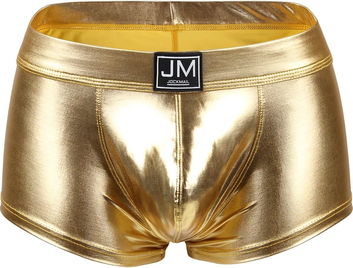 BDSM Boxershort GOLD - Heren slip - PU Leder - Erotische mini short - Ondergoed - Mannen - Thema - Goud - Rollenspel — afbeelding 1