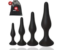 Quick Relief Silicon Plugs™ - Buttplugs - Fluweelzachte Siliconen Set van 4 Buttplugs - Anale Plug - Sex Toys - Buttplug - Mannen & Vrouwen - Siliconen - Zwart
