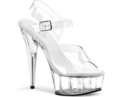Pleaser - DELIGHT-608 Sandaal met enkelband - US 10 - 40 Shoes - Transparant/Zilverkleurig