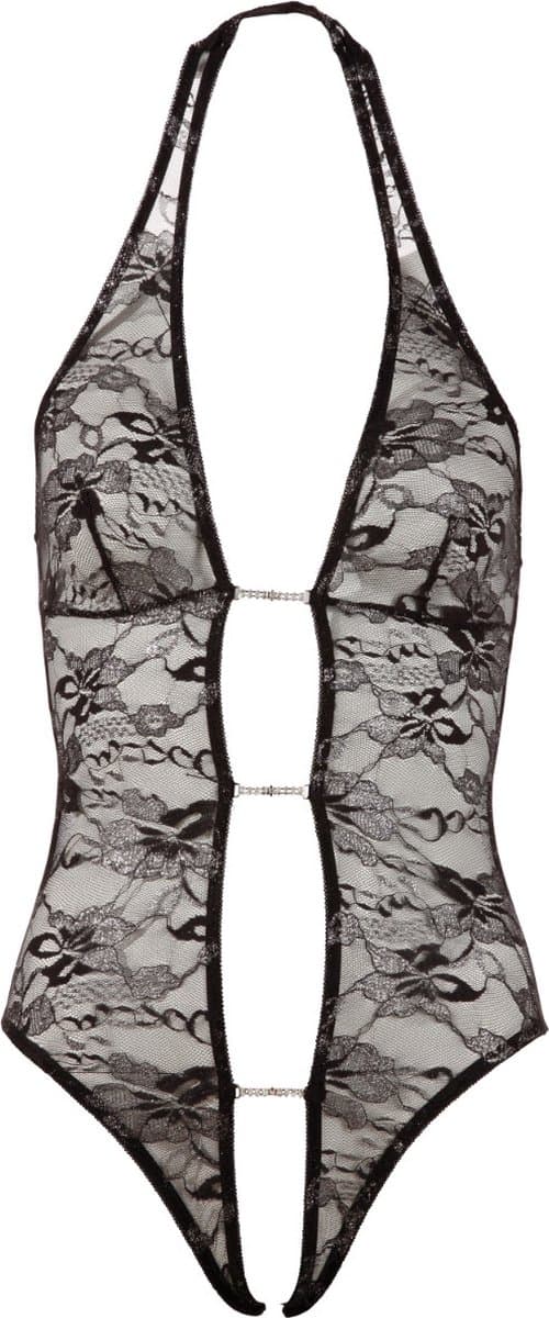 Abierta Fina – Sexy Halternek Body met Open Voorzijde voor Avonturen – Maat M - Zwart — afbeelding 1