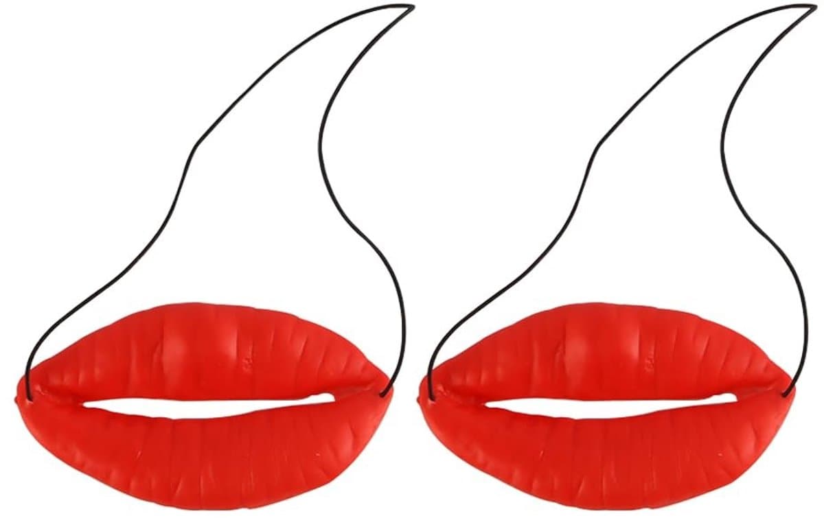 Dailygoods - sausage mouth decor - grappige lippen - 2x set - voor Halloween - feestartikelen - leuk voor feestjes - rood — afbeelding 1
